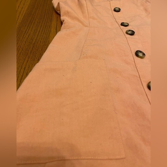 Molly Green Vintage Style Peach Button Down Strappy Cottage Dress with Bow Back - Picture 8 of 16